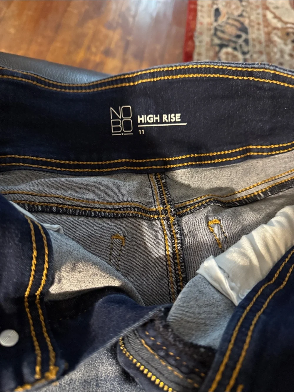 NBD High Waist Dark Indigo Faded Denim Shorts